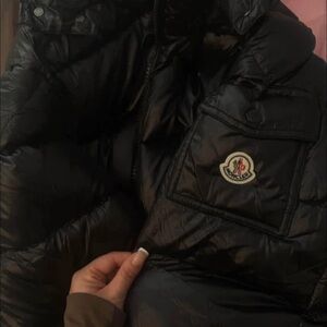 Moncler Black Quilted Puffer Jacket with Logo Patch